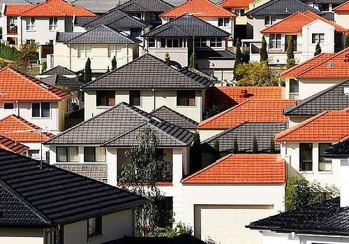 Sea of house, red and black roofs