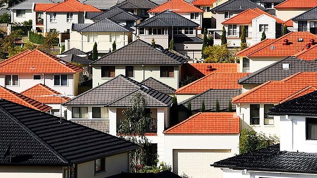 Sea of house, red and black roofs