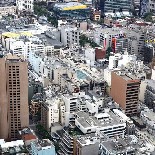 looking down on Melbourne city