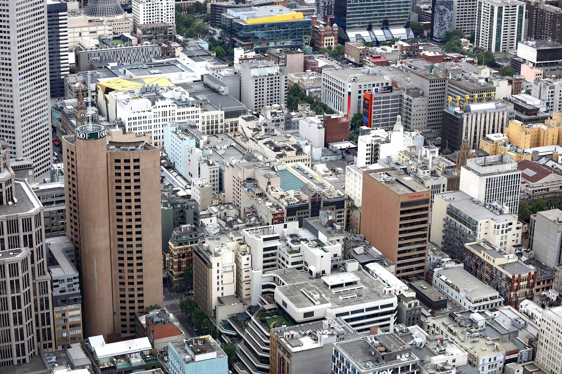 looking down on Melbourne city