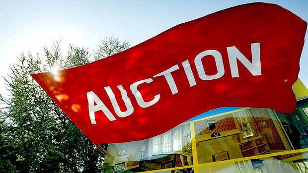 Auction flag attached to auction board