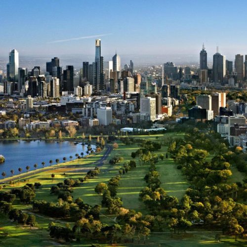 Ariel view of Melbourne city